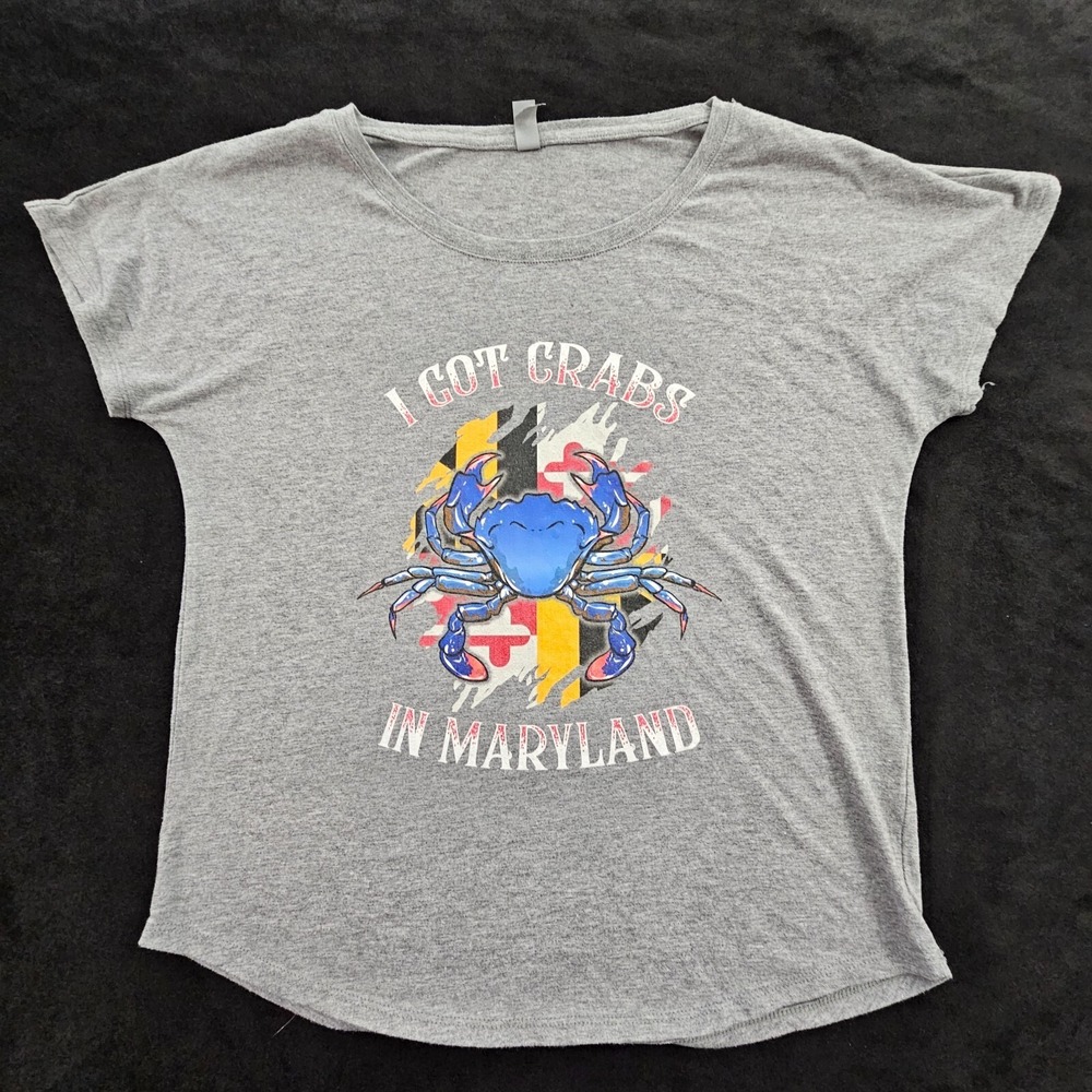 I Got Crabs in Maryland Gray Short Sleeve Tri-Blend T-Shirt Women's M